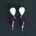 2 gotas perlas barrocas + 2 gotas vidrio color rubí