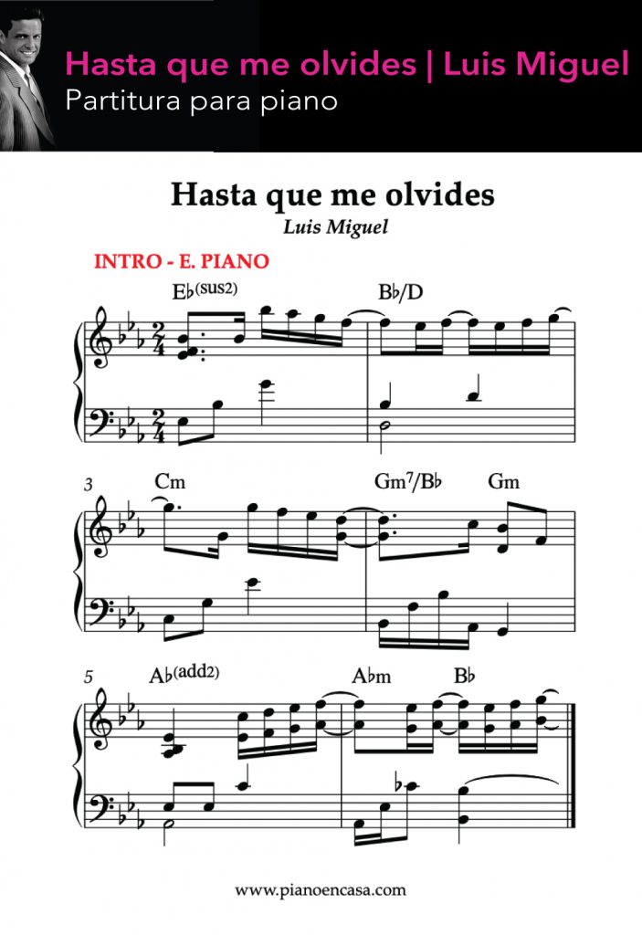 hasta que me olvides partitura piano